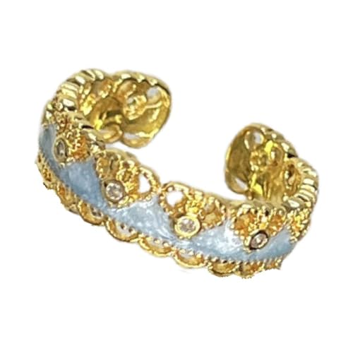 Verstellbare Spitzenringe im chinesischen Stil mit glänzender Emaille-Beschichtung für stilvolle Fingeraccessoires, Retro-Ringe mit Spitzen-Designs, Einheitsgröße, Wie beschrieben, Wie beschrieben von Klaisy