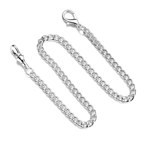 Vintage Pocket Watch Doppel Albert Kette T Uhr Kette Link Vintage Ersatz Frauen Männer Modezubehör Tasche Silber von Klaisy