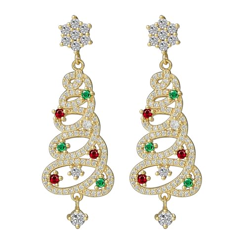 Weihnachtsohrringe Vintage Kristall Zirkonbaum Drop Dangle Ohrringe Exquisit Stern Statement Schmuck Für Frauen Mädchen Weihnachtsbaum Für Frauen von Klaisy