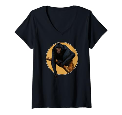 Damen Klammeraffen Klammeraffe T-Shirt mit V-Ausschnitt Damen Klammeraffen Klammeraffe T-Shirt mit V-Ausschnitt von Klammeraffen Klammeraffe Tier Shop