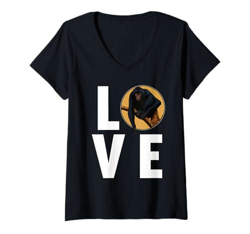 Damen Klammeraffen Klammeraffe T-Shirt mit V-Ausschnitt Damen Klammeraffen Klammeraffe T-Shirt mit V-Ausschnitt von Klammeraffen Klammeraffe Tier Shop