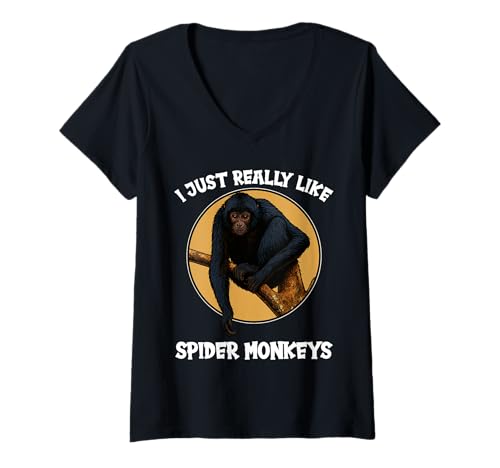 Damen Klammeraffen Klammeraffe T-Shirt mit V-Ausschnitt Damen Klammeraffen Klammeraffe T-Shirt mit V-Ausschnitt von Klammeraffen Klammeraffe Tier Shop