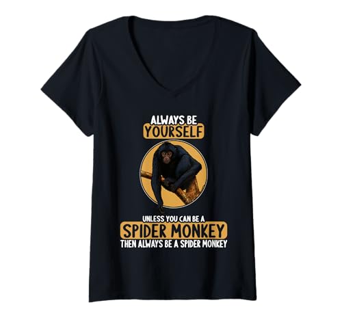 Damen Klammeraffen Klammeraffe T-Shirt mit V-Ausschnitt Damen Klammeraffen Klammeraffe T-Shirt mit V-Ausschnitt von Klammeraffen Klammeraffe Tier Shop