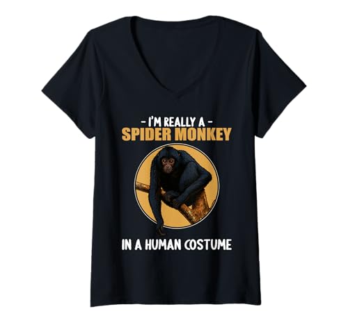 Damen Klammeraffen Klammeraffe T-Shirt mit V-Ausschnitt Damen Klammeraffen Klammeraffe T-Shirt mit V-Ausschnitt von Klammeraffen Klammeraffe Tier Shop