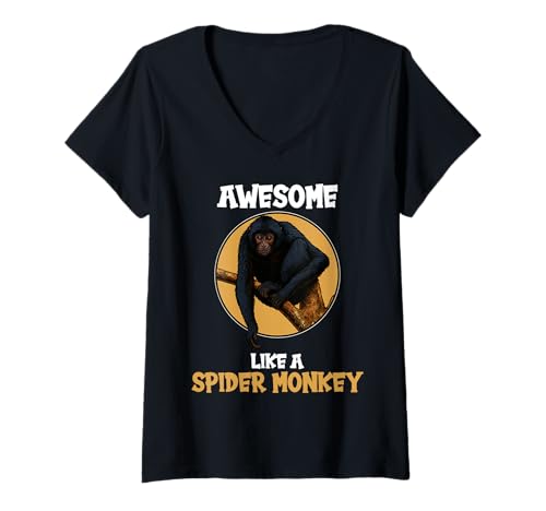 Damen Klammeraffen Klammeraffe T-Shirt mit V-Ausschnitt Damen Klammeraffen Klammeraffe T-Shirt mit V-Ausschnitt von Klammeraffen Klammeraffe Tier Shop