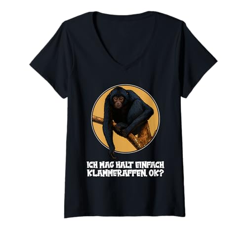 Damen Klammeraffen Klammeraffe T-Shirt mit V-Ausschnitt Damen Klammeraffen Klammeraffe T-Shirt mit V-Ausschnitt von Klammeraffen Klammeraffe Tier Shop