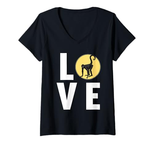 Damen Klammeraffen Klammeraffe T-Shirt mit V-Ausschnitt Damen Klammeraffen Klammeraffe T-Shirt mit V-Ausschnitt von Klammeraffen Klammeraffe Tier Shop
