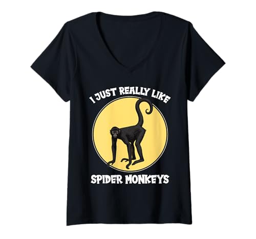 Damen Klammeraffen Klammeraffe T-Shirt mit V-Ausschnitt Damen Klammeraffen Klammeraffe T-Shirt mit V-Ausschnitt von Klammeraffen Klammeraffe Tier Shop