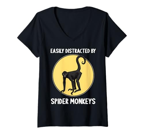 Damen Klammeraffen Klammeraffe T-Shirt mit V-Ausschnitt Damen Klammeraffen Klammeraffe T-Shirt mit V-Ausschnitt von Klammeraffen Klammeraffe Tier Shop