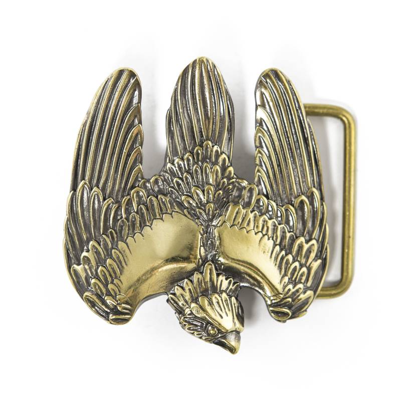 Gürtelschnalle Kampffalke, Handgefertigte Messing Und Neusilber Jagdfalke Skulpturale Massive von Klamra