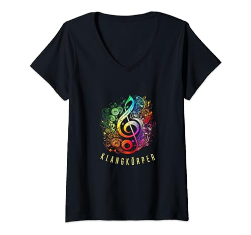 Damen Klangkörper Chor Orchester Violinschlüssel Noten T-Shirt mit V-Ausschnitt Damen Klangkörper Chor Orchester Violinschlüssel Noten T-Shirt mit V-Ausschnitt von Klangkörper Chor Orchester Geschenke Geschenkidee