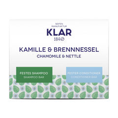 Geschenkset: festes Shampoo und fester Conditioner Kamille&Brennnessel von Klar Seifen