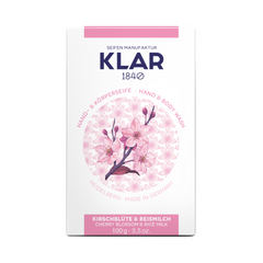 Kirschblüte- & Reismilchseife 100g, Cosmos zertifiziert, palmölfrei von Klar Seifen