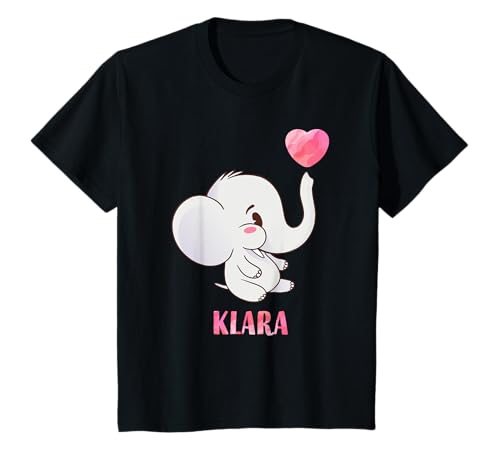 Kinder Klara Vorname Mädchen Personalisiertes Baby Elefanten T-Shirt von Klara Namen Shirts für Kinder