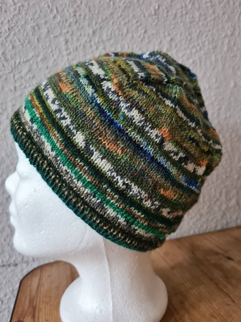 Mütze Beanie Ringelmütze Wollmütze Unisex Handgestrickt Einheitsgröße Bunt Wolle 020 von Klarabella3006