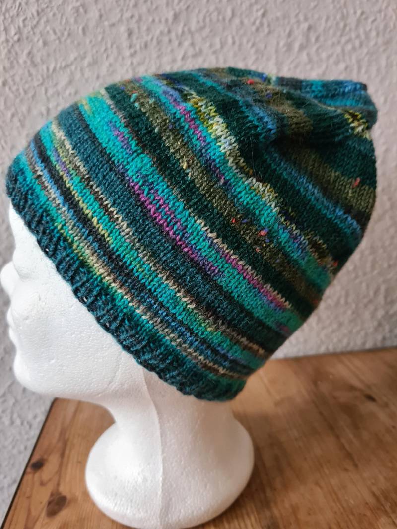 Mütze Beanie Ringelmütze Wollmütze Unisex Handgestrickt Einheitsgröße Bunt Wolle 047 von Klarabella3006