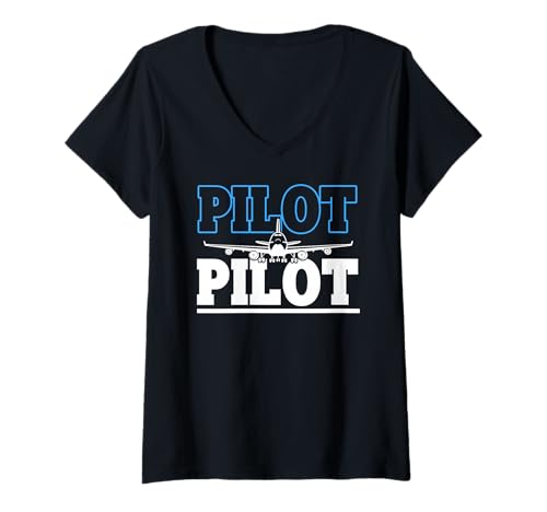 Damen Stolzer Berufspilot Flugzeugkarriere Motiv T-Shirt mit V-Ausschnitt Damen Stolzer Berufspilot Flugzeugkarriere Motiv T-Shirt mit V-Ausschnitt von Klarer Look Für Profis in der Luftfahrt
