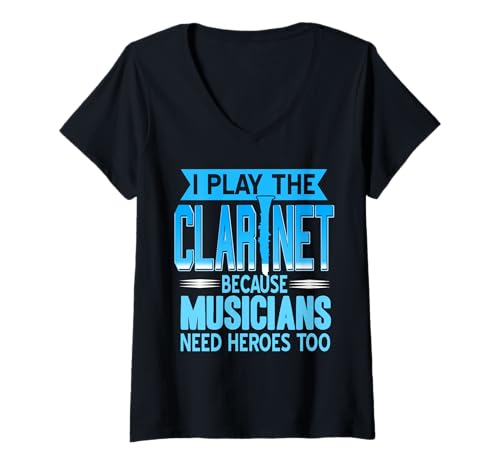 Damen Ich Spiele Klarinette Weil Musiker auch Helden sind T-Shirt mit V-Ausschnitt Damen Ich Spiele Klarinette Weil Musiker auch Helden sind T-Shirt mit V-Ausschnitt von Klarinetten Musik Fans