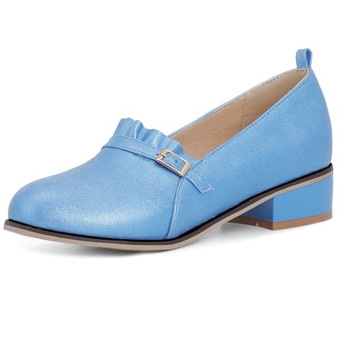 Klarmar Arbeit Flach Schuhe Damen Mode Buro Pump Low Schuhe Mode Abendschuhe Runde Zehen Blau Gr 38 EU/39 von Klarmar