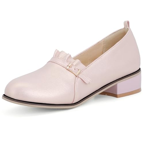 Klarmar Arbeit Flach Schuhe Damen Mode Buro Pump Low Schuhe Mode Abendschuhe Runde Zehen Pink Gr 40 EU/41 von Klarmar