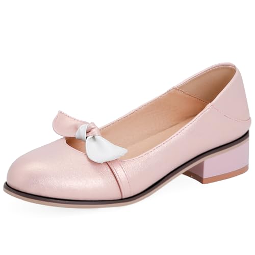 Klarmar Arbeit Flach Schuhe Damen Mode Buro Pump Low Schuhe Mode Abendschuhe Runde Zehen Pink Gr 41 EU/43 von Klarmar