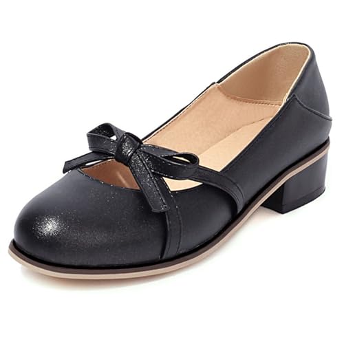 Klarmar Arbeit Flach Schuhe Damen Mode Buro Pump Low Schuhe Mode Abendschuhe Runde Zehen Schwarz Gr 35 EU von Klarmar