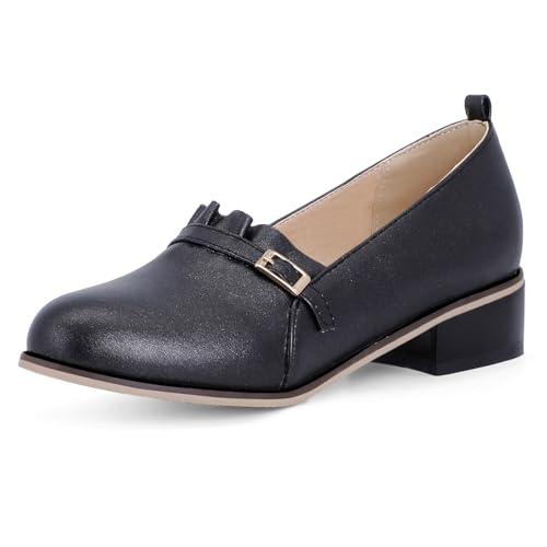 Klarmar Arbeit Flach Schuhe Damen Mode Buro Pump Low Schuhe Mode Abendschuhe Runde Zehen Schwarz Gr 36.5 EU/37 von Klarmar