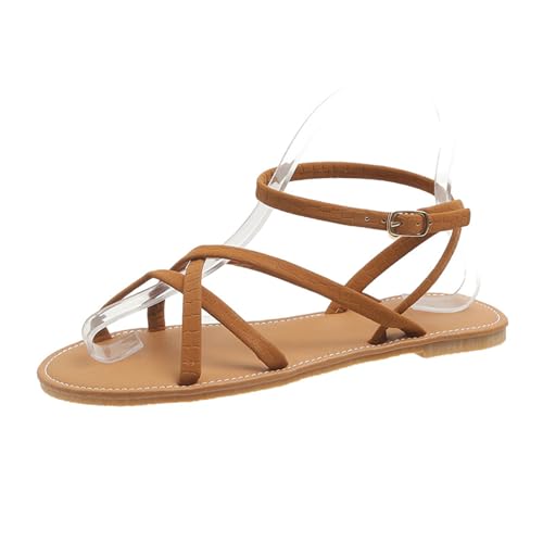 Klarmar Basic Flach Schuhe Damen Sommer Strand Römersandalens Runde Zehen Strappy Leisure Sommer Sandales Braun Gr 36 EU Klarmar Basic Flach Schuhe Damen Sommer Strand Römersandalens Runde Zehen Strappy Leisure Sommer Sandales Braun Gr 36 EU von Klarmar