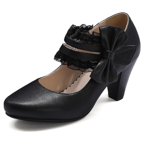 Klarmar Block High Schuhe Damen Strappy Bogen Party Mary Jane Lovely Schnalle Bogentie Sweet Schuhe Prom Schwarz Gr 36 EU Klarmar Block High Schuhe Damen Strappy Bogen Party Mary Jane Lovely Schnalle Bogentie Sweet Schuhe Prom Schwarz Gr 36 EU von Klarmar