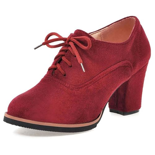 Klarmar Blockabsatz Schnüren Schuhe Damen Buro Oxford Wildleder Leisure Arbeit Mid Schuhe Rot Gr 36.5 EU/37 Klarmar Blockabsatz Schnüren Schuhe Damen Buro Oxford Wildleder Leisure Arbeit Mid Schuhe Rot Gr 36.5 EU/37 von Klarmar