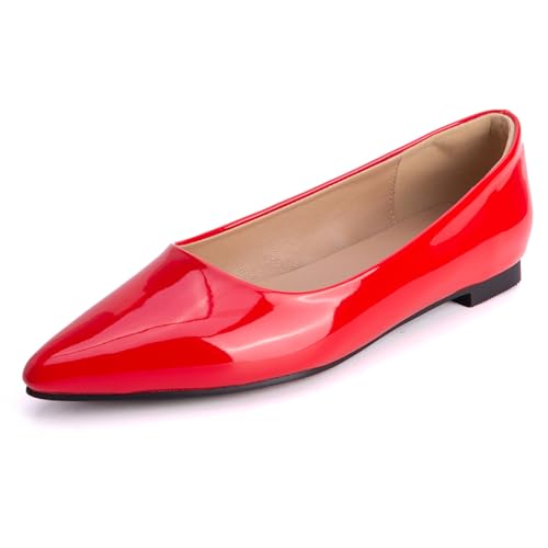 Klarmar Buro Flach Schuhe Damen Ohne Verschluss Dolly Schuhe Loafer Bogen Buro Comfy Pointed Toe Bride Pump Rot Gr 40.5 EU/42 Klarmar Buro Flach Schuhe Damen Ohne Verschluss Dolly Schuhe Loafer Bogen Buro Comfy Pointed Toe Bride Pump Rot Gr 40.5 EU/42 von Klarmar