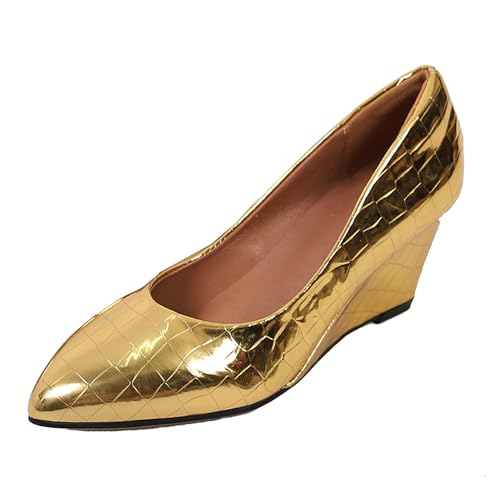 Klarmar Buro Keilabsatz Schuhe Damen Pump Pointed Toe Elegant Arbeit Basic Pump Gold Gr 40.5 EU/42 Klarmar Buro Keilabsatz Schuhe Damen Pump Pointed Toe Elegant Arbeit Basic Pump Gold Gr 40.5 EU/42 von Klarmar