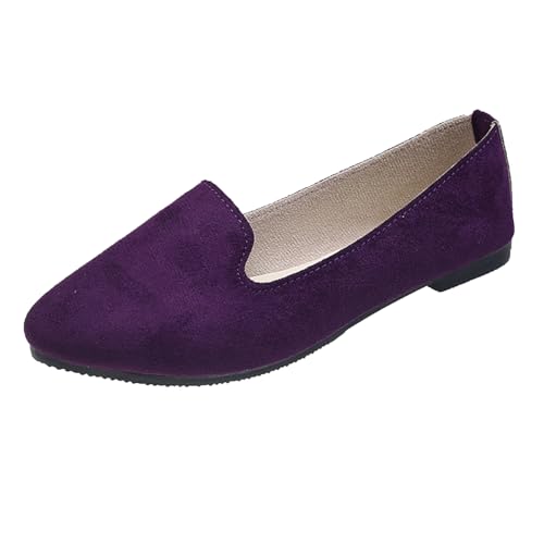 Klarmar Candy Color Flach Schuhe Damen Dolly Schuhe Arbeit Schuhe Leisure Ohne Verschluss Wildleder Pump Party Arbeit Loafer Dark-Violett Gr 40.5 EU/42 von Klarmar