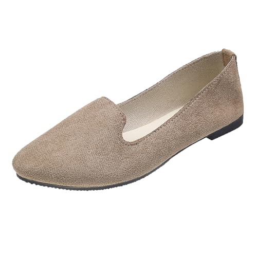 Klarmar Candy Color Flach Schuhe Damen Dolly Schuhe Arbeit Schuhe Leisure Ohne Verschluss Wildleder Pump Party Arbeit Loafer Khaki Gr 40.5 EU/42 von Klarmar