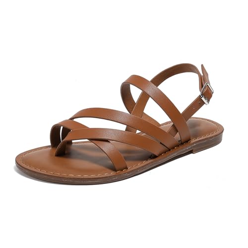 Klarmar Clip On Römersandalens Damen Leisure Strand Schuhe Leisure Sommer Klassische Flach Schuhe Braun Gr 40.5 EU/42 von Klarmar