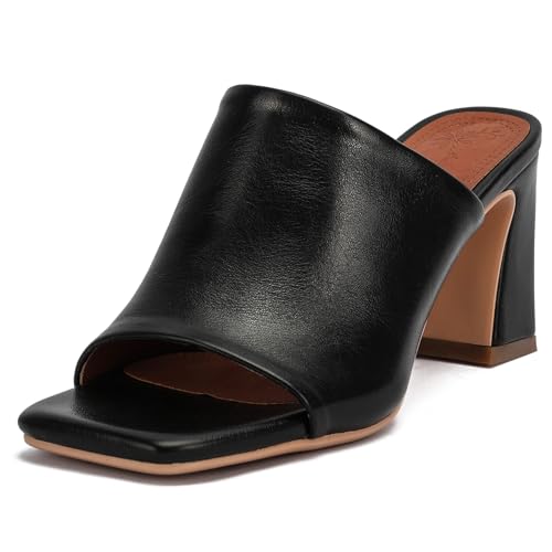 Klarmar Damen Blockabsatz Pantoletten Bürosandalen Weite Elegante Quadratische Zehenpartie Offene Schwarz Gr 38 EU/39 von Klarmar