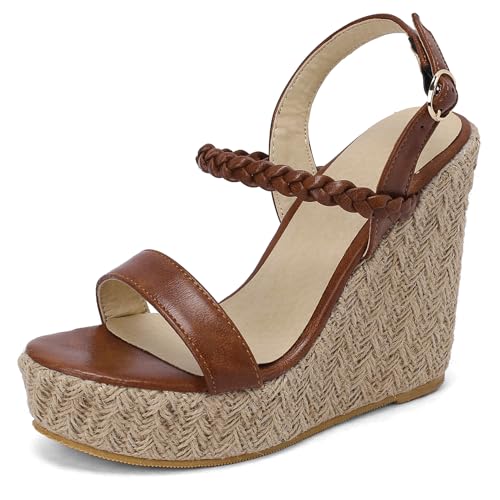 Klarmar Damen Büro-Sandales Knöchelriemchen Blockabsatz Sandals Büro-Sandales Slingback Mode Abendschuhe Braun Gr 32 EU von Klarmar
