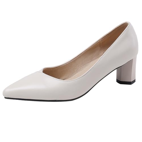 Klarmar Damen Buro Arbeit Blockabsatz Pointed Toe Pump Elegant Ohne Verschluss Pump Basic Kleid Prom Schuhe Beige Gr 41 EU/43 Klarmar Damen Buro Arbeit Blockabsatz Pointed Toe Pump Elegant Ohne Verschluss Pump Basic Kleid Prom Schuhe Beige Gr 41 EU/43 von Klarmar