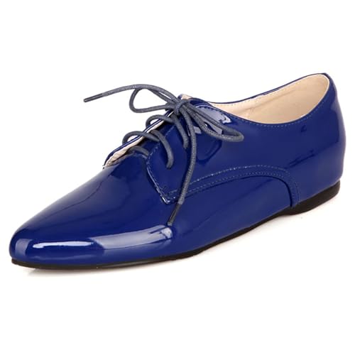 Klarmar Damen Flach Pump Pointed Toe Schnüren Schuhe Arbeit Büroschuhe Lack Blau Gr 40.5 EU/42 Klarmar Damen Flach Pump Pointed Toe Schnüren Schuhe Arbeit Büroschuhe Lack Blau Gr 40.5 EU/42 von Klarmar