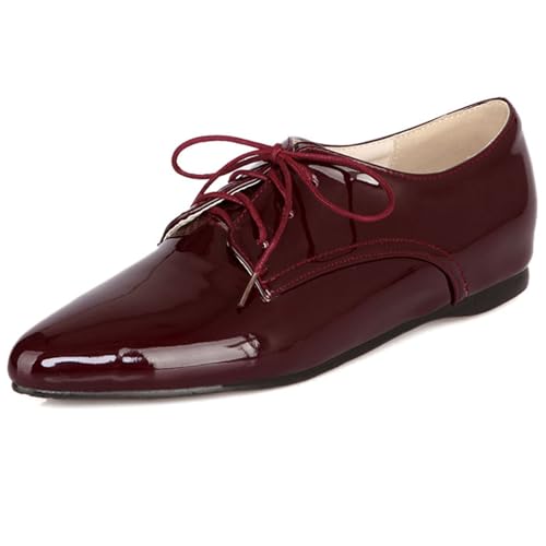 Klarmar Damen Flach Pump Pointed Toe Schnüren Schuhe Arbeit Büroschuhe Lack Rotwein Gr 38 EU/39 Klarmar Damen Flach Pump Pointed Toe Schnüren Schuhe Arbeit Büroschuhe Lack Rotwein Gr 38 EU/39 von Klarmar