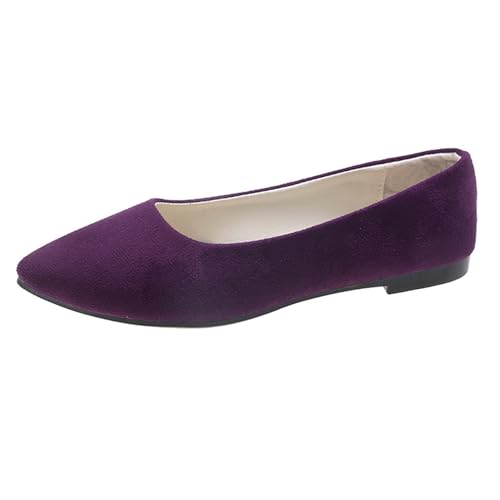 Klarmar Damen Flach Schuhe Buro Pointed Toe Schuhe Ohne Verschluss Loafer Causal Buro Pumps Candy Color Arbeit Dolly Schuhe Dark-Violett Gr 41 EU/43 von Klarmar