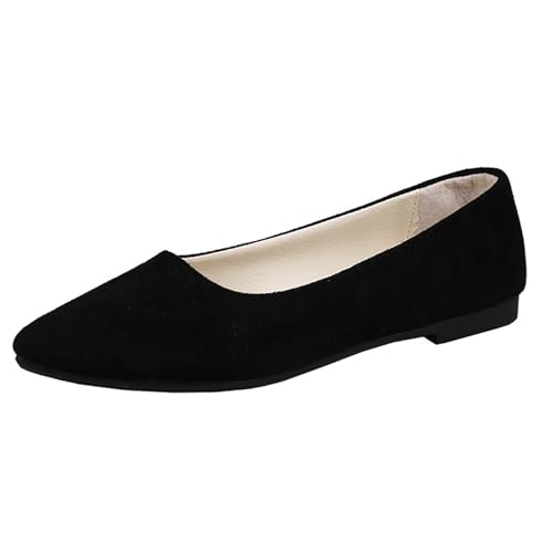 Klarmar Damen Flach Schuhe Buro Pointed Toe Schuhe Ohne Verschluss Loafer Causal Buro Pumps Candy Color Arbeit Dolly Schuhe Schwarz Gr 41 EU/43 von Klarmar