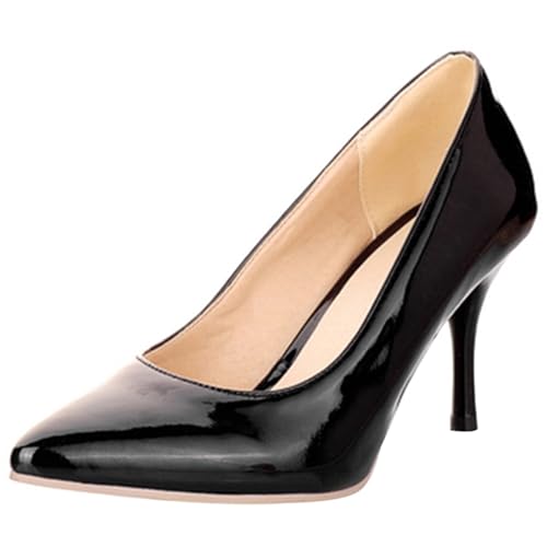 Klarmar Damen Formal Stiletto Pointed Toe High Schuhe Ohne Verschluss Mode Prom Schuhe Bride Schwarz Gr 45 EU/47 von Klarmar
