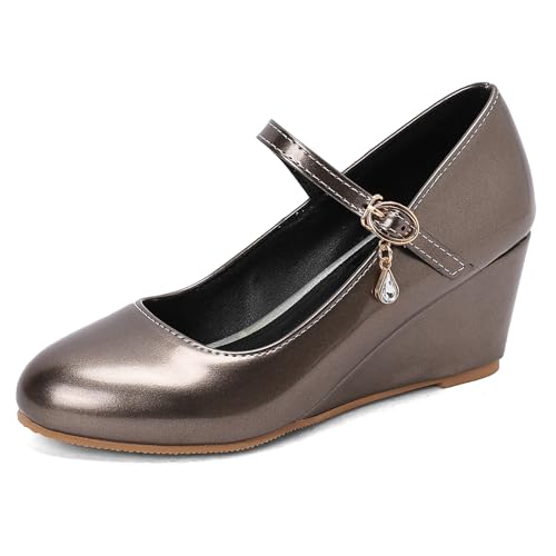 Klarmar Damen Keilabsatz Pump Party Mid Schuhe Prom Ohne Verschluss Runde Zehen Hochzeit Schuhe Shiny Grau Gr 37 EU/38 Klarmar Damen Keilabsatz Pump Party Mid Schuhe Prom Ohne Verschluss Runde Zehen Hochzeit Schuhe Shiny Grau Gr 37 EU/38 von Klarmar
