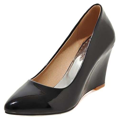 Klarmar Damen Keilabsatz Pumps Ohne Verschluss High Schuhe Komfort Arbeit Buro High Schuhe Elegant Abendschuhe Klassische Pointed Toe Pump Schwarz Gr 38 EU/39/24.5CM Klarmar Damen Keilabsatz Pumps Ohne Verschluss High Schuhe Komfort Arbeit Buro High Schuhe Elegant Abendschuhe Klassische Pointed Toe Pump Schwarz Gr 38 EU/39/24.5CM von Klarmar