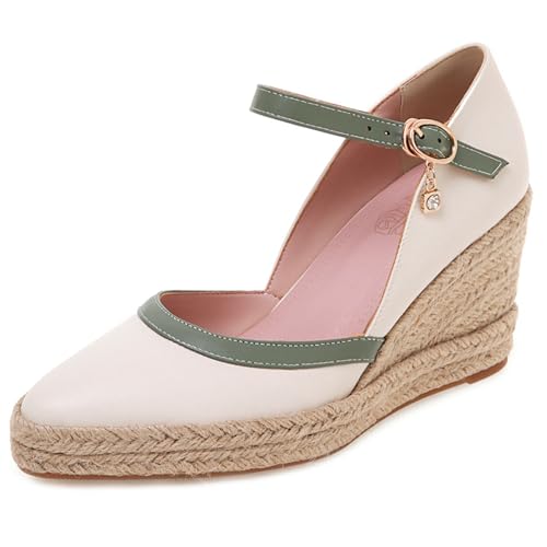 Klarmar Damen Knöchelriemchen Espadrille Sandals Keilabsatz Schuhe Leisure Geschlossen Pump Party-Sandales Beige Gr 39 EU/40 Klarmar Damen Knöchelriemchen Espadrille Sandals Keilabsatz Schuhe Leisure Geschlossen Pump Party-Sandales Beige Gr 39 EU/40 von Klarmar