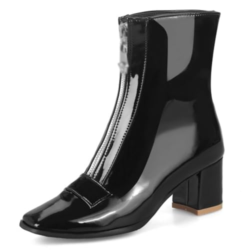 Klarmar Damen Lack Stiefeletten Block Stiefel Mode Winter Prom Komfort Weit Fit Hochzeit Arbeit Buro Klassische Schwarz Gr 44 EU/46 CN/28CM Klarmar Damen Lack Stiefeletten Block Stiefel Mode Winter Prom Komfort Weit Fit Hochzeit Arbeit Buro Klassische Schwarz Gr 44 EU/46 CN/28CM von Klarmar