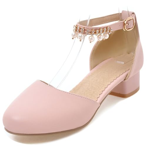 Klarmar Damen Lovely Geschlossen Knöchelriemchen Sandals Damen Hochzeit Runde Zehen Block Low Mid Sandalen Beaded Party Schuhe Pink Gr 37 EU/38 CN/24CM Klarmar Damen Lovely Geschlossen Knöchelriemchen Sandals Damen Hochzeit Runde Zehen Block Low Mid Sandalen Beaded Party Schuhe Pink Gr 37 EU/38 CN/24CM von Klarmar