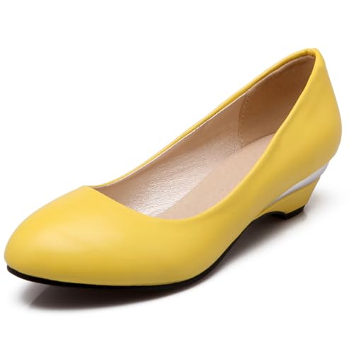 Klarmar Damen Low Keilabsatz Schuhe Ohne Verschluss Buro Pump Arbeit Low Schuhe Basic Pumps Gelb Gr 36 EU Klarmar Damen Low Keilabsatz Schuhe Ohne Verschluss Buro Pump Arbeit Low Schuhe Basic Pumps Gelb Gr 36 EU von Klarmar