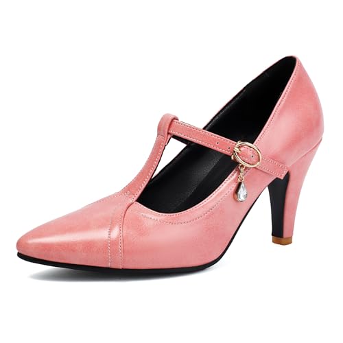 Klarmar Damen Mid Kitten Heel T-Strap Pointed Toe Stilettos Pointed Toe High Schuhe Formal Schuhe Pink Gr 36.5 EU/37 Klarmar Damen Mid Kitten Heel T-Strap Pointed Toe Stilettos Pointed Toe High Schuhe Formal Schuhe Pink Gr 36.5 EU/37 von Klarmar